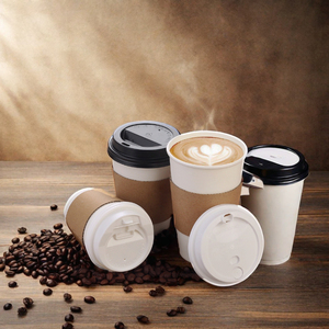 EN PACK Logotipo personalizado Cartón desechable Restaurante Café 12oz 16oz 20oz Café caliente Tazas de papel Blanco con mangas y tapa - Product Image 5