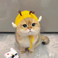 Gorro de Gato Tejido a Mano en Algodón con Lindos Diseños de Animales - Accesorio para Fotos y Disfraz para Mascotas para Navidad y Halloween