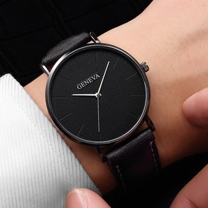 Barato al por mayor reloj de <span class=keywords><strong>Ginebra</strong></span> de la banda de cuero pu casual simple los hombres de cuarzo reloj de pulsera - Product Image 2