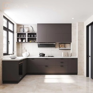 Mobile da Cucina Smmart in Legno Massello Bianco con Asciugapiatti, Arredamento Cucina in Birr Etiope, Senza Maniglie, Marmo Moderno, Melamina, 5 Anni di Garanzia - Product Image 4