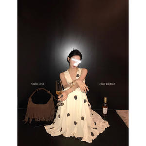 Falda Midi de Gasa con Estampado de Puntos Ouyang para Mujer, Cintura Alta, Corte en A, Plisada, Estilo Retro Francés, Transpirable, para Verano - Product Image 5