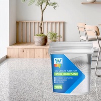 Revêtement de sol époxy auto-nivelant effet marbre, résistant à l'usure, durable, peinture de sable coloré, application au pinceau, revêtement liquide