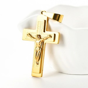 Pendentifs vintage punk croix chrétienne Jésus pour femmes et hommes, en acier inoxydable couleur or et argent, breloques crucifix, cadeaux de Noël - Product Image 2