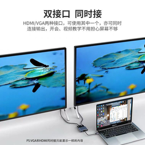 Base de expansión tipo C, convertidor USB 3,0 5 en 1 para monitor, proyector, conexión de pantalla HDMI VGA - Product Image 5