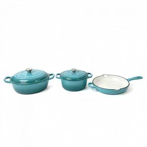 Enamel Cast Iron <strong>Cookware</strong> <strong>Set</strong> 3pcs Oven Safe <strong>Kitchenware</strong> Skillet Pots and Pans <strong>Cookware</strong> <strong>Sets</strong> Induction Gas Stove Cooking Pot <strong>Set</strong> - Product Image 3