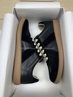 Chaussures de marche unisexes en cuir véritable de marque de créateur, baskets décontractées à lacets, patchwork noir, semelle en caoutchouc confortable