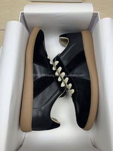 Chaussures de marche unisexes en <span class=keywords><strong>cuir</strong></span> véritable de marque de créateur, baskets décontractées à lacets, patchwork noir, semelle en caoutchouc confortable - Product Image 1