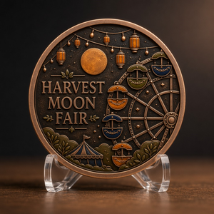 Op maat gemaakte 3D hoog reliëf herdenkingsmunt Oogstmaan Fair antieke afwerking uitdagingsmunt souvenir cadeau groothandel fabriek OEM - Product Image 2