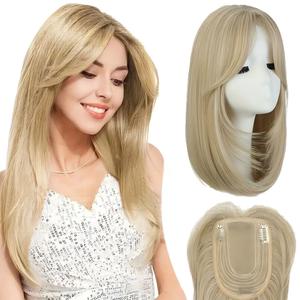 Venta al por mayor: Topper <span class=keywords><strong>de</strong></span> cabello sintético <span class=keywords><strong>de</strong></span> 16 pulgadas para mujer, <span class=keywords><strong>con</strong></span> flequillo <span class=keywords><strong>natural</strong></span>, postizo invisible para cabello fino - Product Image 5