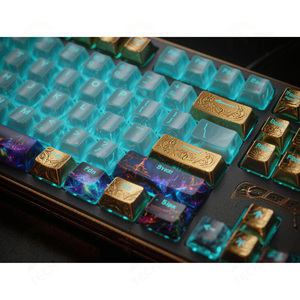 Bộ keycap màu xanh và vàng huyền bí tùy chỉnh-Rune PBT/Nhựa lai mê hoặc với hiệu ứng Chính Tả Trong suốt - Product Image 3