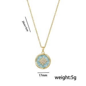 Kalung lapis emas 18K perhiasan tidak ada noda trendi baru kalung cat Enamel bintang Octagram Seni Dekorasi - Product Image 6