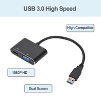Convertisseur USB 3.0 vers VGA+HDMI avec prise en charge audio - Compatible Windows 11/Mac/Linux