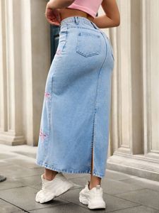 <span class=keywords><strong>Jupe</strong></span> en jean Coquette à nœud papillon pour femme, brodée, coupe trapèze, mini, taille haute vintage, style streetwear tendance 2026 - Product Image 3