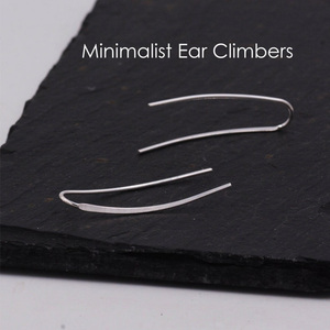 Boucles d'oreilles minimalistes en argent Sterling 925 pour femme, <span class=keywords><strong>1</strong></span> pièce, en zircone cubique, Cz, hypoallergénique, Piercing en cristal, escalade - Product Image 4