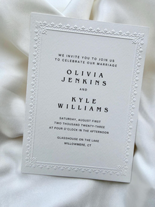 แผ่นพิมพ์ลายนูนแบบสั่งทำพื้นผิวกระดาษคอตตอนการ์ดเชิญงานแต่งงาน - Product Image 5