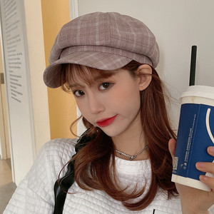 Casquette octogonale à carreaux style newsboy respirante tissée pour usage quotidien, mode streetwear homme et femme - Product Image 1