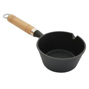 Mini-<span class=keywords><strong>casserole</strong></span> <span class=keywords><strong>en</strong></span> <span class=keywords><strong>fonte</strong></span> pré-assaisonnée avec poignée <span class=keywords><strong>en</strong></span> bois et bec verseur pour faire fondre et verser – Poêle à frire - Product Image 4