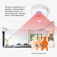 Tuya lampu Sensor gerakan WiFi 360 derajat, daya baterai ABS 2 1 mendeteksi gerakan tubuh manusia PST-FH400B dipasang di langit-langit