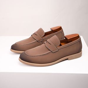 Mocassins pour hommes Chaussures en cuir suédé de <span class=keywords><strong>couleur</strong></span> claire Mocassins de conduite décontractés de style britannique - Product Image 5