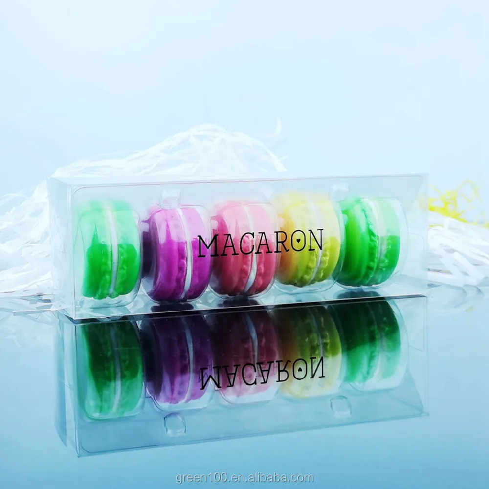 Custom Biodegradable PET 5 pcs macaroon clear blister clamshell without buckles macarons packaging Box