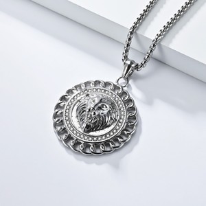 <span class=keywords><strong>Collana</strong></span> <span class=keywords><strong>con</strong></span> Pendente a Testa di <span class=keywords><strong>Leone</strong></span> in Acciaio Inossidabile <span class=keywords><strong>con</strong></span> Catena a Maglia, Stile Punk <span class=keywords><strong>con</strong></span> Zirconi, Placcata in Oro 18K, Gioielli Unisex da Uomo - Product Image 6