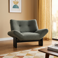 Fauteuil individuel en velours style Wabi-Sabi, moderne, en bois massif, ergonomique, écologique, fait main, pour hôtel, salon, bar, club, réception
