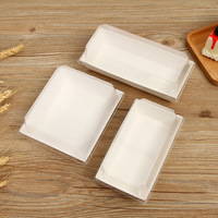 Boîte alimentaire carrée jetable en matériaux recyclés pour emballage à emporter, sushi, traiteur, en papier kraft avec couvercle en plastique transparent