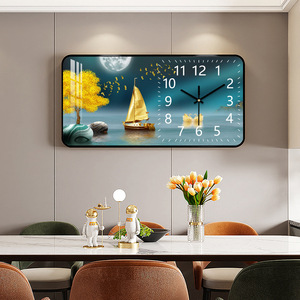 Horloge murale de peinture en porcelaine de cristal personnalisée Décoration de salon d'art animalier Suspension murale 3D Peinture en verre Décoration intérieure - Product Image 4