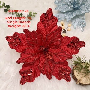 Fleur de Noël artificielle en velours de haute qualité de 26 cm, vente en gros, <span class=keywords><strong>pour</strong></span> mariage, fête, décoration de la <span class=keywords><strong>maison</strong></span>, fleur de Noël - Product Image 6