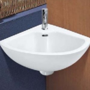 Lavabo Triangular de Cerámica para Montar en la Pared, 330x330mm, Lavabo de un Solo Orificio para Apartamentos Pequeños - Product Image 1
