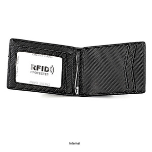 Tarjetero Minimalista con Bloqueo RFID, de Fibra de Carbono y Cuero PU, Delgado, para Hombre, Venta al Por Mayor - Product Image 2