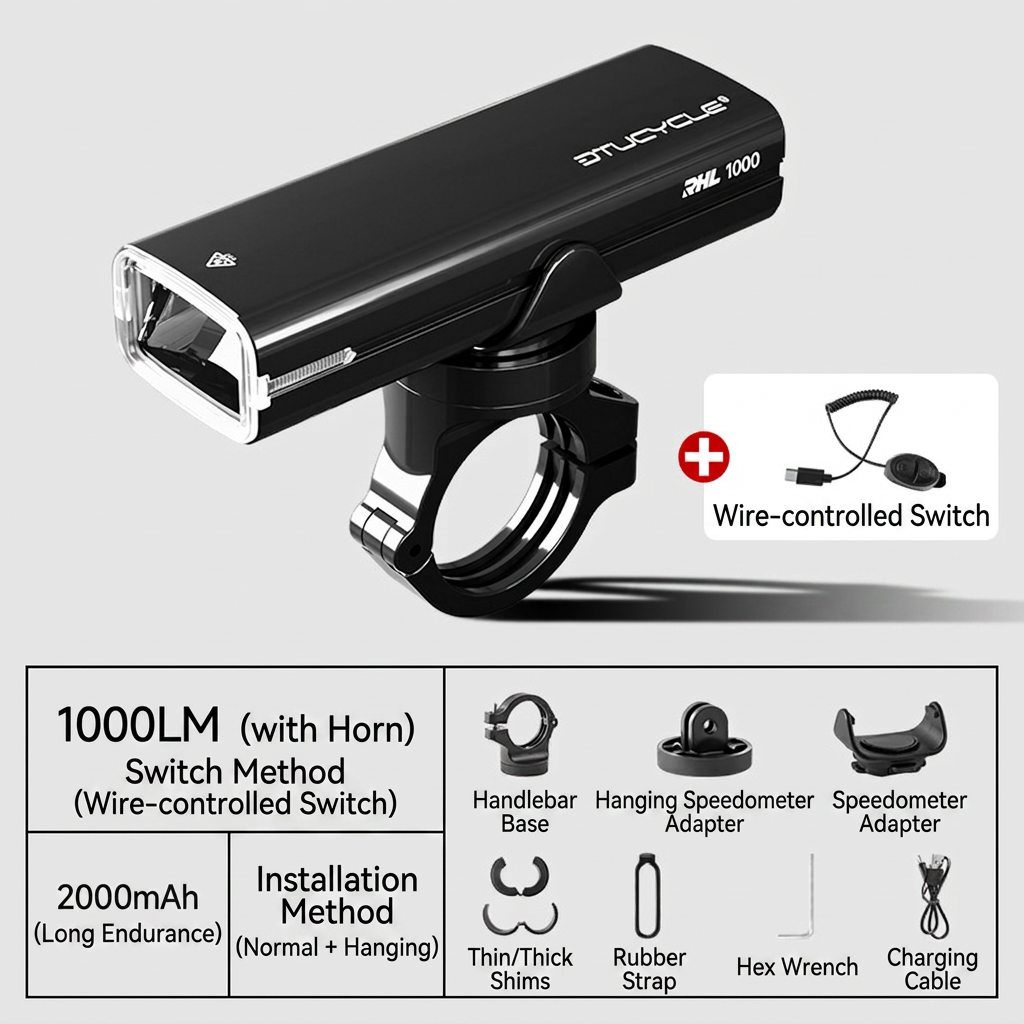 Noir 1000 lumens-avec klaxon