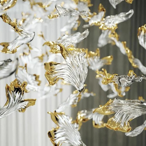 Design moderne professionnel or éclairage lustre pendentif hauteur réglable verre hôtel salle à manger lampe érable <span class=keywords><strong>chou</strong></span> forme - Product Image 2