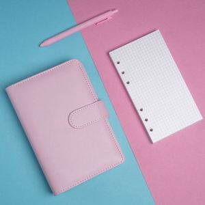 Libreta de Cuero PU con Cubierta Vacía A5/A6, Estilo Macaron, Hojas Sueltas, Diseño de 6 Anillas, 60 Páginas, Tendencia Creativa - Product Image 3