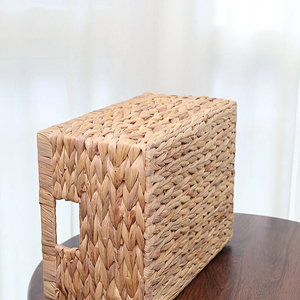 Panier de rangement en jacinthe d'eau naturelle avec poignée pour étagère de salon - Product Image 4