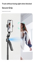 Perche à selfie télescopique pliable en alliage Cloud-mount C17 avec trépied, base rotative à 360 degrés, prise de vue en time-lapse, suivi gestuel et lumière d'appoint