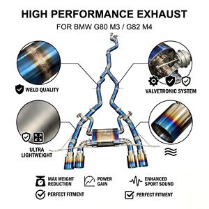 ท่อไอเสียแบบ Catback วาล์วควบคุมความยาวเท่ากัน Vortex Blue Titanium สำหรับ BMW M3 G80 M4 G82 S58 3.0T ปี 2021-2026 ชุดระบบปรับแต่งแบบติดตั้งได้โดยตรง - Product Image 1
