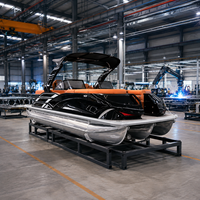 Yacht sportif en aluminium haut de gamme 12 places, bateau ponton de luxe avec système audio, salon avant, échelle de bain et écran LCD pour fêtes aquatiques