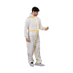 Disposable Nonwoven Coverall with Hood Type 4/5/6 Protective Waterproof Clothing Made of Microporous Material