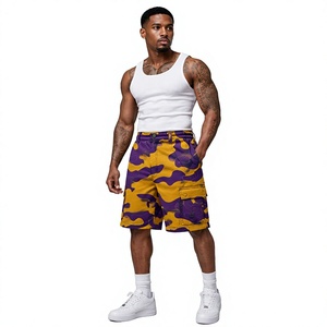 Shorts cargo pour hommes Omega pour fraternités et sororités, respirants, imperméables, écologiques, à séchage rapide, taille mi-haute élastique - Product Image 1