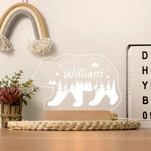 Luce notturna personalizzata per bambini, nome personalizzato orso lampada a Led per ragazze ragazzi, nome personalizzato luci notturne regalo per bambini - Product Image 3