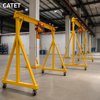 Grue portique monopoutre portable sans rail de 2 tonnes, équipement de levage léger pour usage intérieur et extérieur