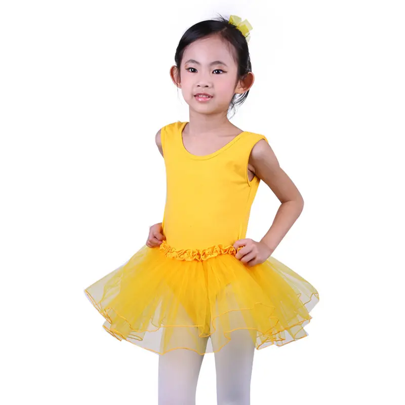 Vestido amarelo de dança do balé infantil, moderno, lindo vestido de treinamento do balé, 2023