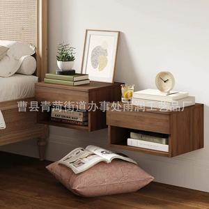 Table de chevet murale en bois massif avec étagère de rangement, armoire flottante pour chambre à coucher, utilisation au chevet du lit - Product Image 1