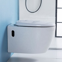 WC suspendu monobloc moderne en céramique avec réservoir encastré et siphon en P
