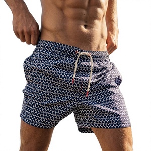 Short Geometric Print Swim <b>Trunks</b> Quick Dry Breathable Drawstring Shorts Regular Fit Spandex/Polyester Beachwear 1 Piece Front - Product Image 2