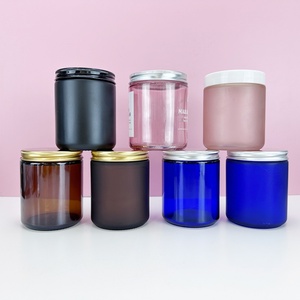 Hot Wholesale 100ML 250ML Matte Black/Clear/Amber Customer Label <b>Empty</b> Glass Candle <b>Jars</b> with Black Gold Screw Metal Lids - Product Image 1