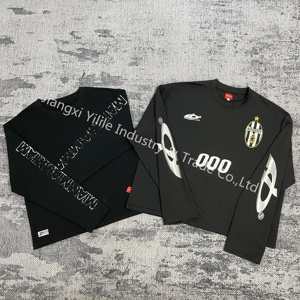 Áo thun nam TS4211 dáng rộng kiểu xe máy chất liệu cotton tay dài in kỹ thuật số thêu họa tiết thời trang unisex - Product Image 1