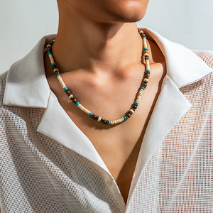 2024 été à la mode <span class=keywords><strong>surfeurs</strong></span> à la main en bois Turquoise perlé collier Bracelets Boho noix de coco coquille tour de cou pour hommes - Product Image 2