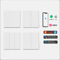 Interrupteur mural intelligent ZigBee 3.0 1/2/3/4 voies, relais 16A 400W pour contrôle par application Alexa Google Assistant 86*86
